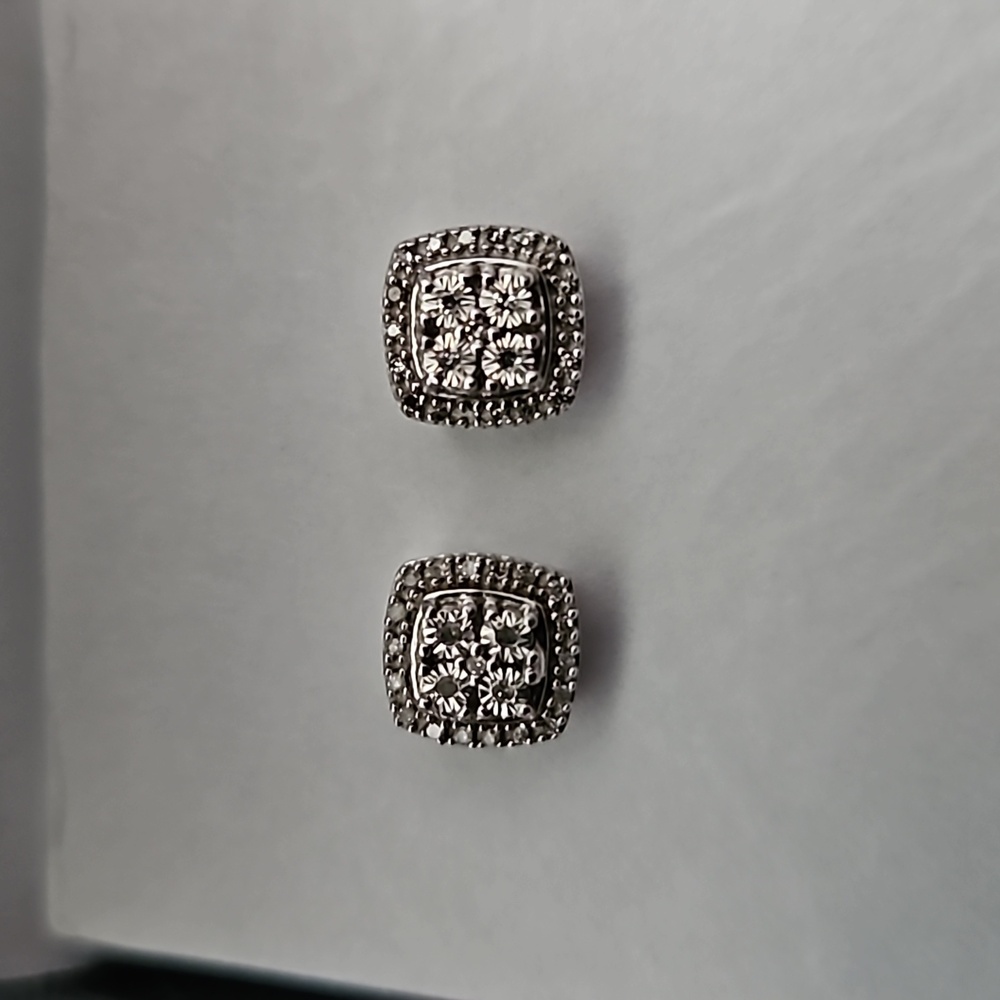 Diamond Earrings Set 1/10 CT TW I-J13, in 925 Sterling Silver. Luxury - Picture 16 of 16